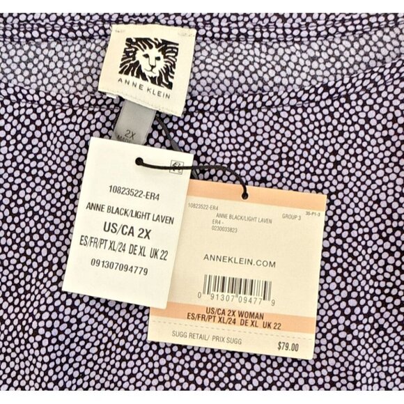 Anne Klein Cowel Neck Navy Polka Dot Cap Sleeve Blouse Top Women's SZ 2X NWT - Picture 3 of 11